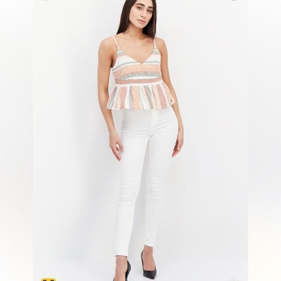 ROXY About Paradise Linen Blend Crop Top *NWT* - Picture 4 of 15